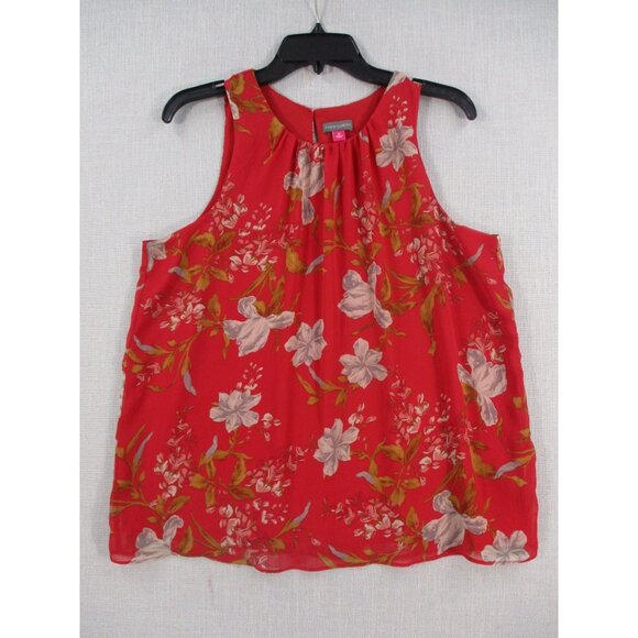 Vince Camuto Womens Red Floral Sleeveless Blouse Top - Medium Size - Picture 2 of 8